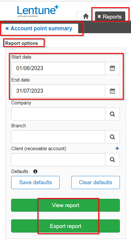 Accounts Points Summary Report #10671-1
