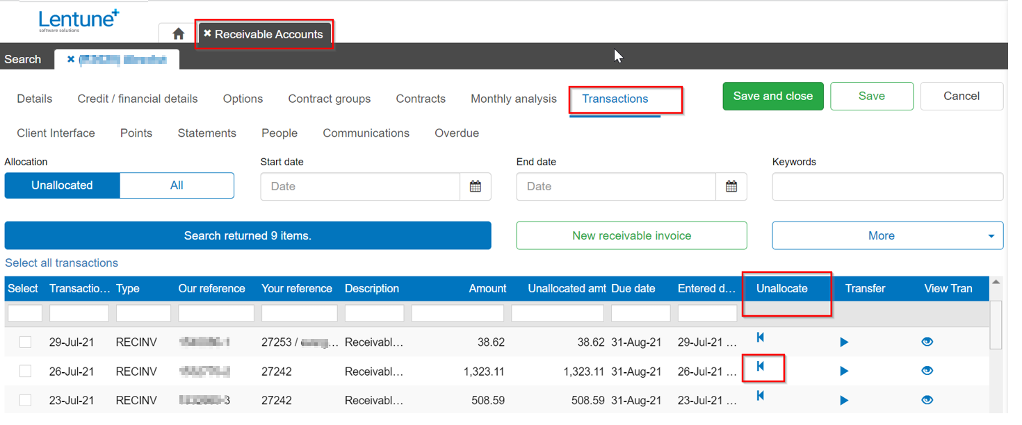 unallocate rec inv 10656-1