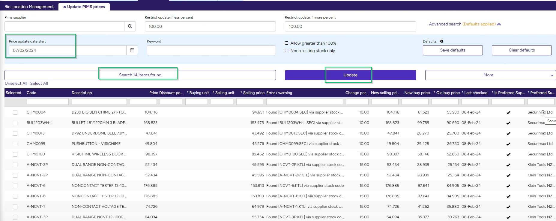 update stock prices from PIMS via price update date-11394-1.png